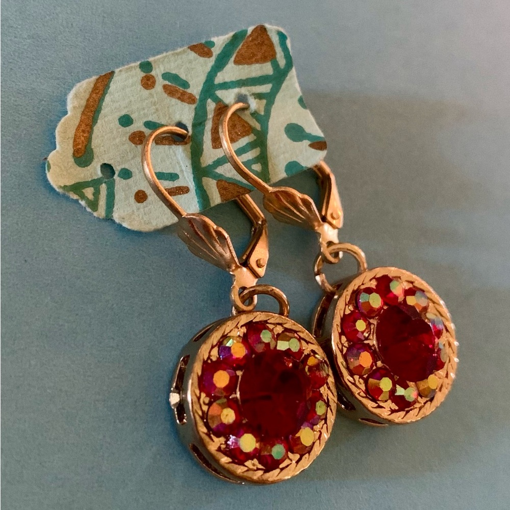 Vintage-Inspired Red and Gold Dangle Earrings